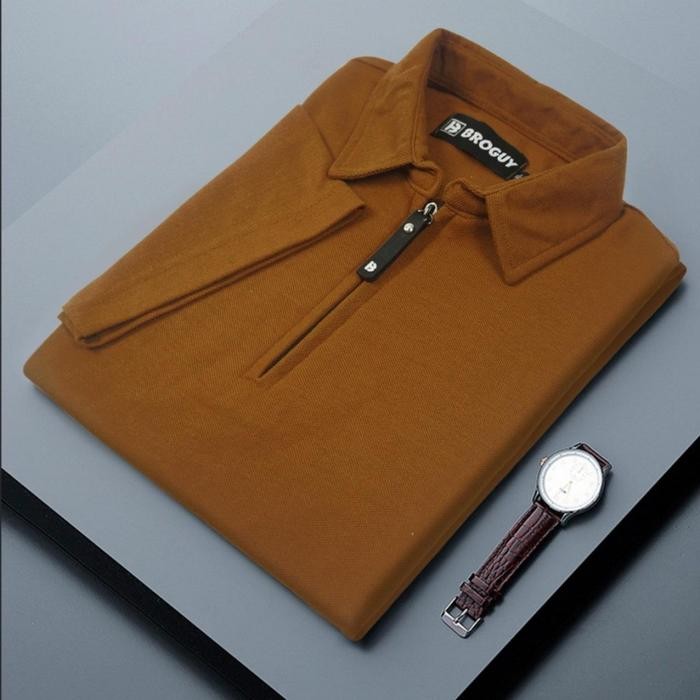 PREMIUM Kaos Lengan Pendek Jumbo Polo Pria Slimfit Shirt Polos Kerah Resleting