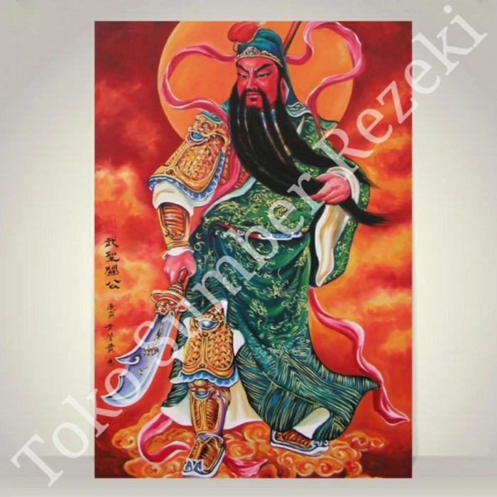 Terlaris Big Poster Dewa Kwan Kong Pajangan Lukisan Guan Yu Buddha Besar Kustom