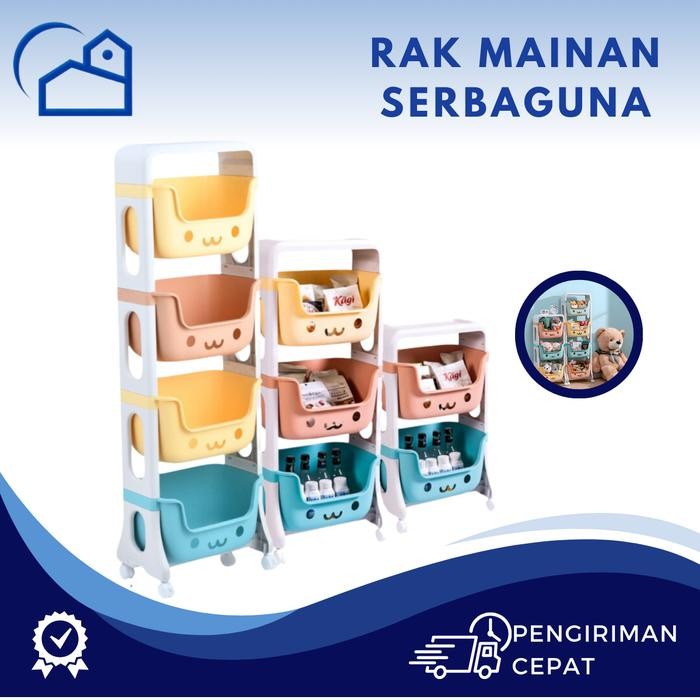 Rak Mainan Anak 4 Susun / Rak Lucu Anak Penyimpanan Mainan 3 Susun / Rak Penyimpanan Serbaguna 8804