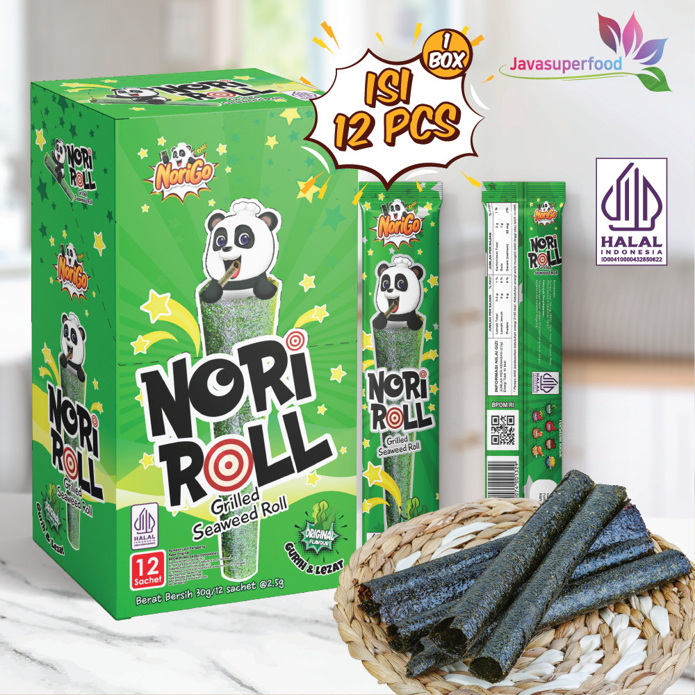 

Snack Nori Roll Grilled Seaweed Roll 1 box isi 12Pcs / Snack Rumput Laut 2.5g