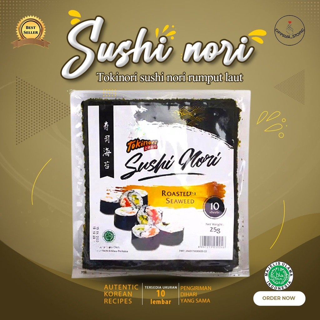 

Tokinori Sushi Nori Halal 10 Lembar Rumput Laut Kimbab Sushi