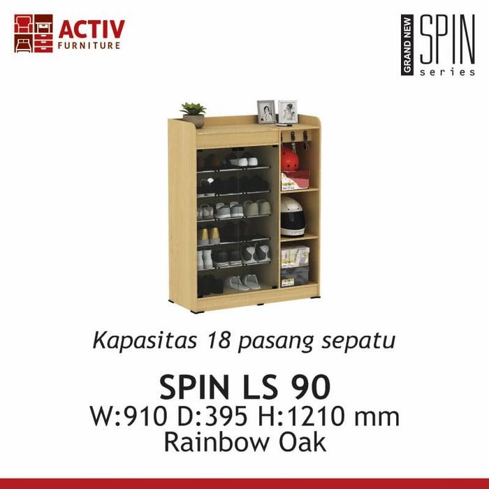 Terbaru Activ Lemari Sepatu Kaca 5 Susun Rak Sepatu Spin Ls 90