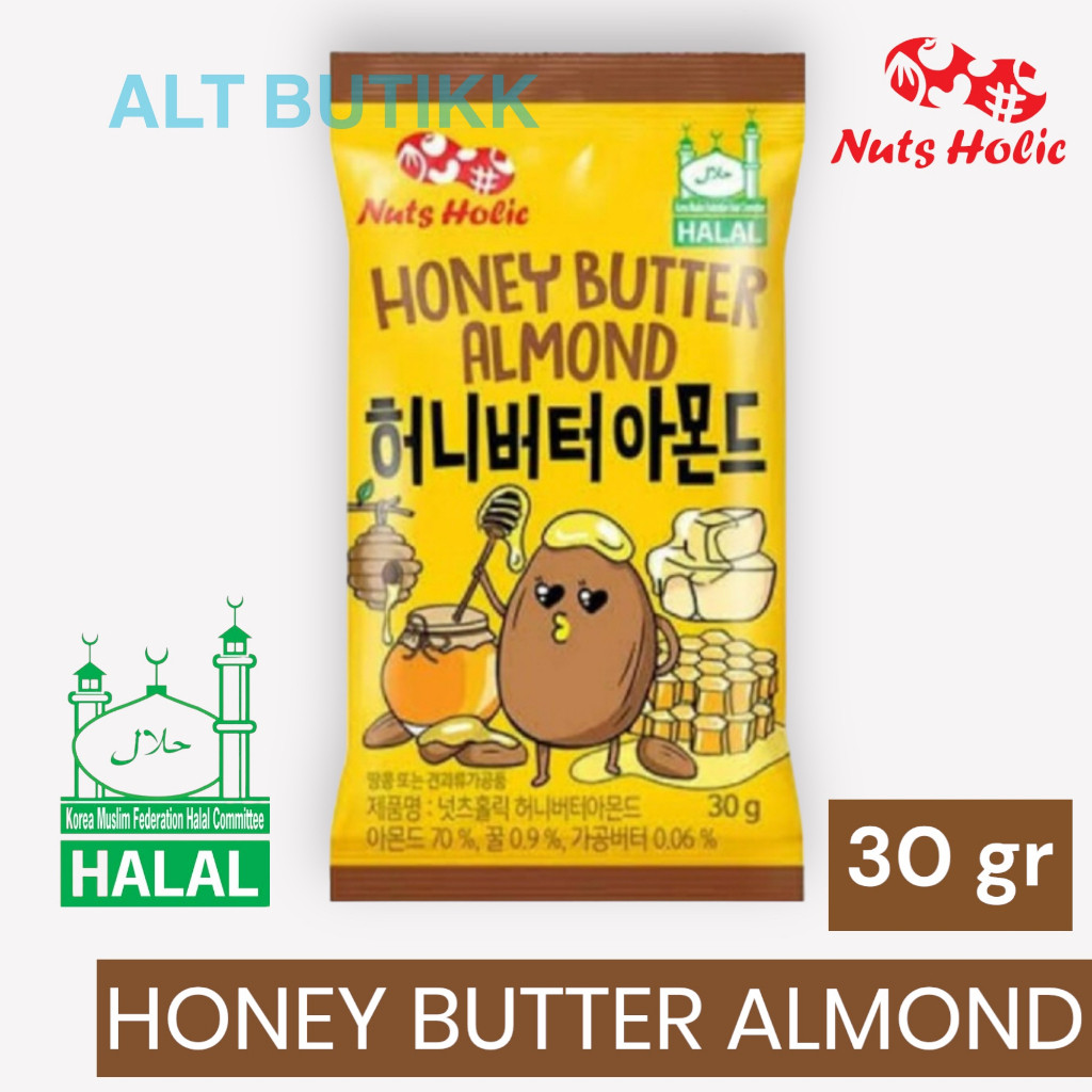 

NUTS HOLIC HONEY BUTTER ALMOND 30 GR SNACK KACANG ALMOND PRODUCT OF KOREA