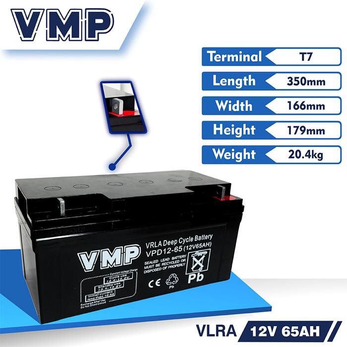 Baterai Vrla Deep Cycle Vmp 65 Ah 12V / Aki Vrla Deep Cycle Vmp 65 Ah 12V