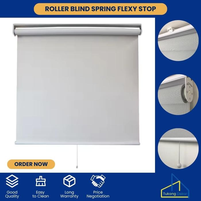 Custom Tirai Jendela Roller Blind Otomatis - Gorden Gulung Tipe Spring Flexy Stop (Home / Office)