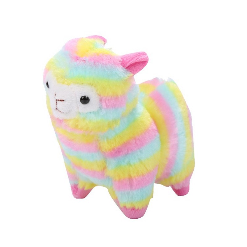 13Cm Kawaii Rainbow Alpaca Plush Pendant Doll Stuffed Soft Colorful Alpaca Toy Cute Keychain Gift