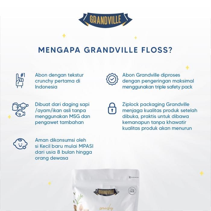 

JTTOP" GRANDVILLE ABON SAPI CRUNCHY 100GR - ABON AYAM DAN IKAN - ABON MPASI BAYI ABON ANAK NON MSG