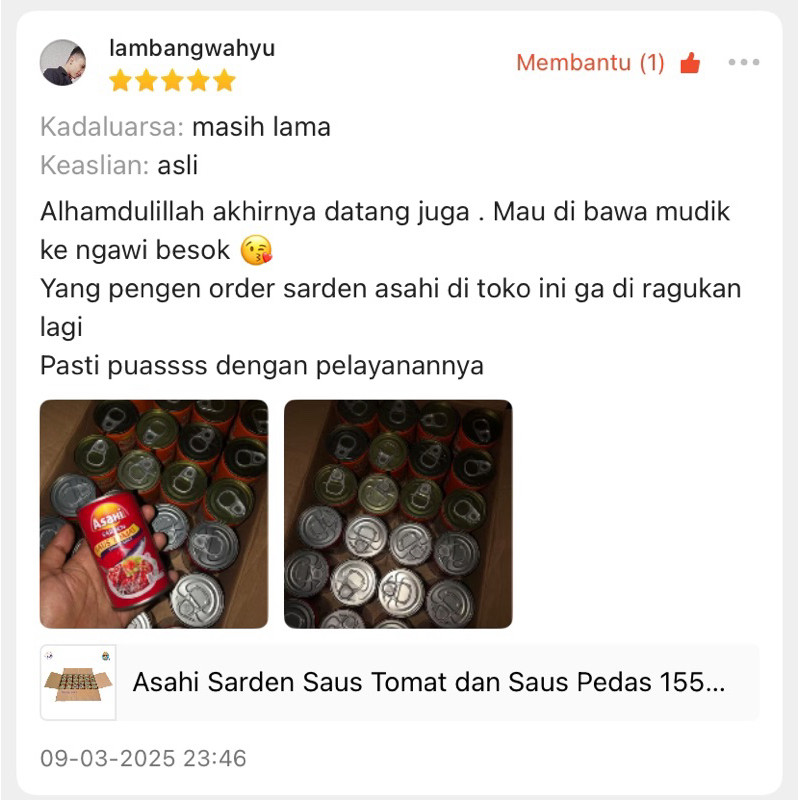 

Sega Tungtung Asahi Sarden Saus Tomat Mackerel 425 Gr