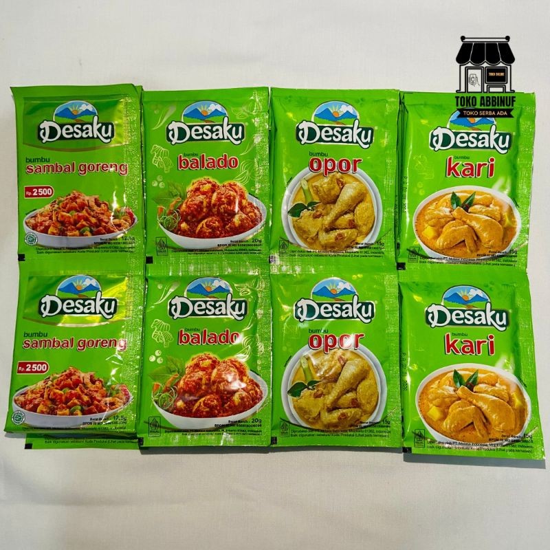 

Sega Tungtung 10 Pcs - Desaku Kari 15G - Desaku Balado 12,5G - Desaku Opor 15G - Desaku Sambal