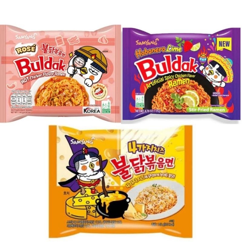 

Sega Tungtung ( )Oo!!!! Buldak Samyang Habanero Lime, Rose, Quatro Cheese, Yakisoba/Cowhead Aglio