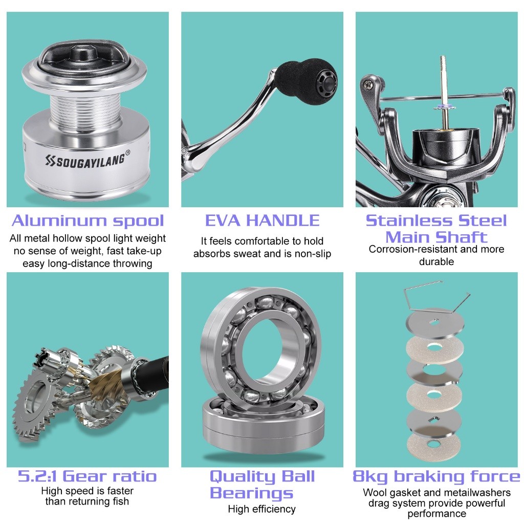 [Ready] Sougayilang Reel Pancing 1000-4000 Rell Max Drag 10kg Spinning Reel Alloy Spool Fishing Reel