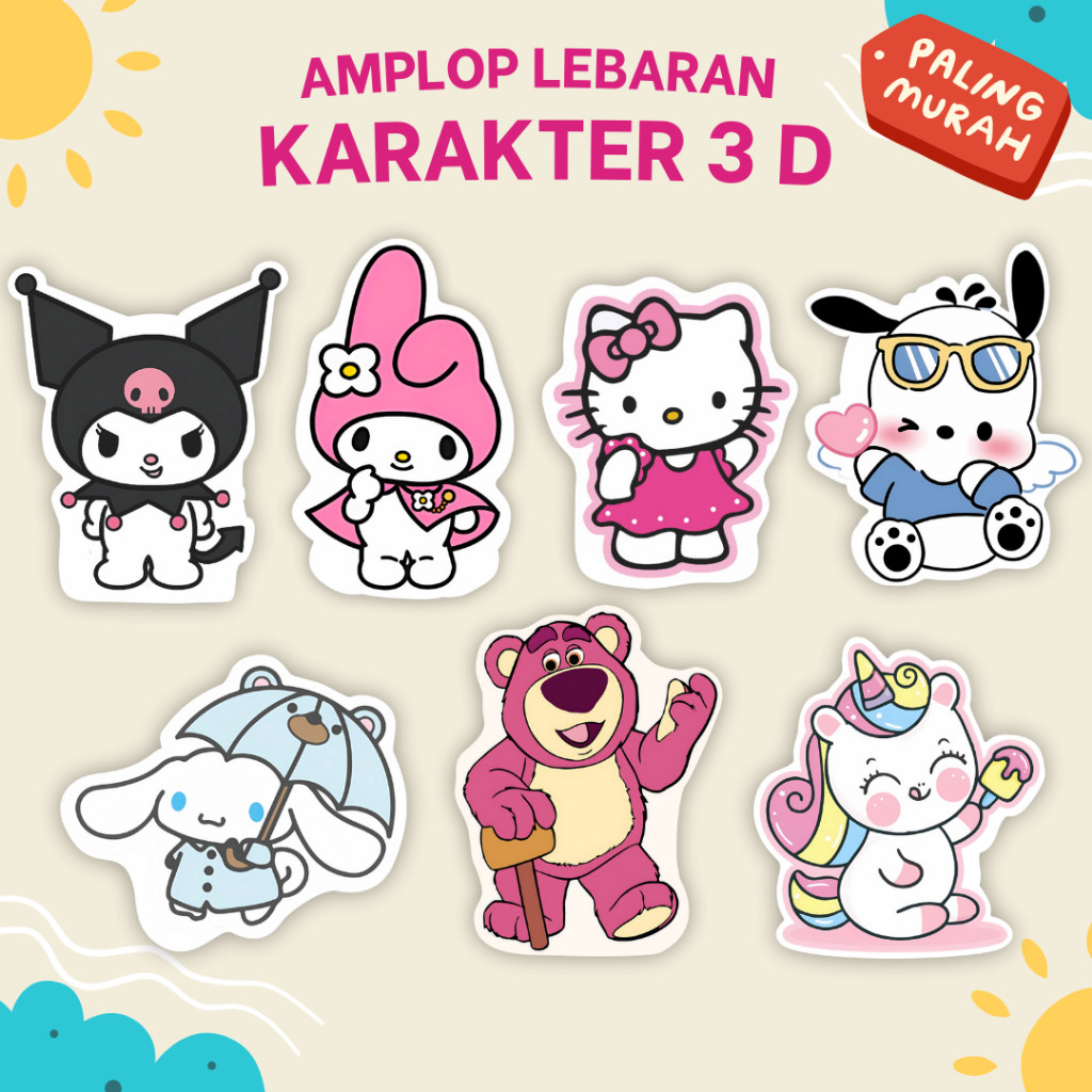 

AMPLOP LEBARAN 3D LABUBU SANRIO SUPER HERO 2025 KARAKTER LUCU UNIK ANGPAO GEMOY IDUL FITRI IMLEK