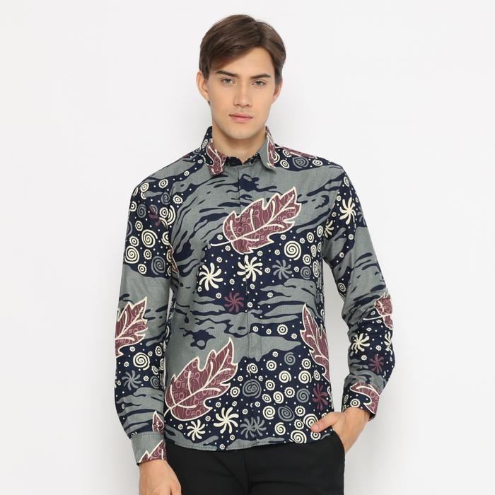 Enzy Batik Kemeja Batik Pria Abhipraya - Oslo Blue