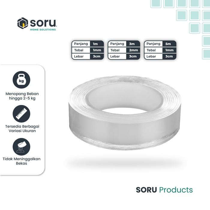 

Double Tape Nano / Double Tape Bening Selotip Isolasi 1/3/5 Meter