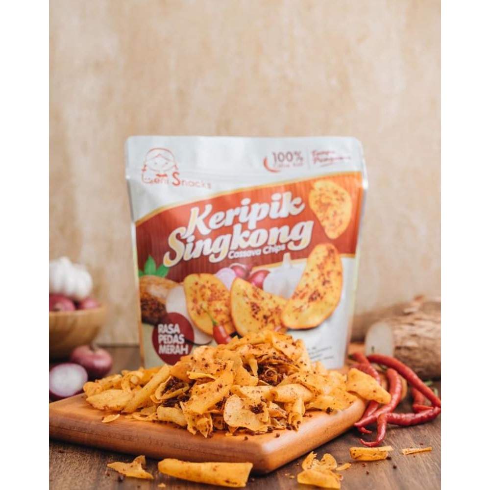 

New Packaging - Keripik Singkong Pedas Merah Asli Leni Snacks Oleh oleh Cemilan Snack Khas PekanBaru