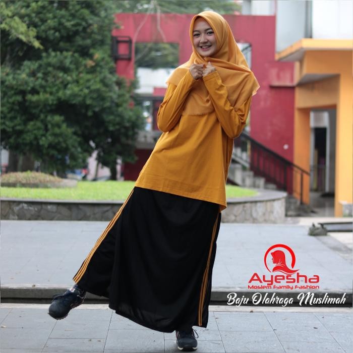 PREMIUM Setelan Baju Olahraga Wanita Muslimah Rok Celana Training Senam Jumbo