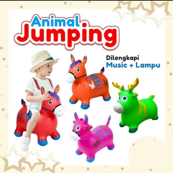 Terlaris Mainan Anak Kuda Karet Tebal Music Animal Jumping Kuda Kudaan Karet Murah