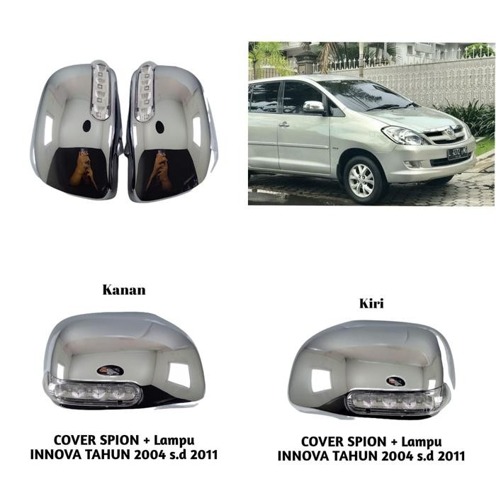 PREMIUM Cover Spion Chrome INNOVA 2009-2010-2011 Lampu Besar Model Tempel