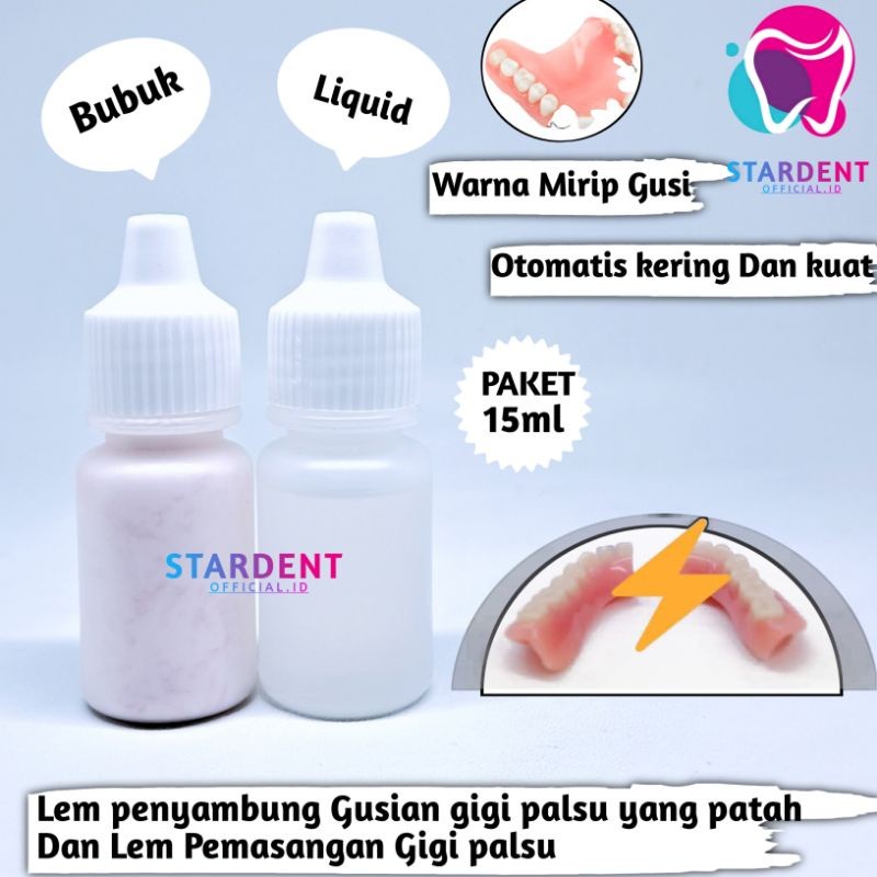 Lem penyambung gusian gigi palsu yang patah / Lem gigi palsu otomatis dan kuat