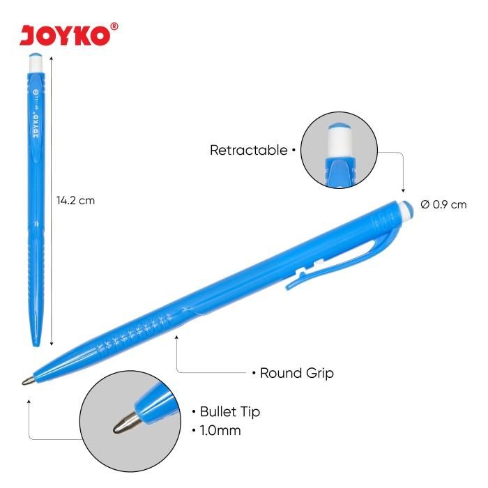 

Ready JT Ball Pen Pulpen Pena Joyko BP-142 1.0 mm 1 Box 12 Pcs