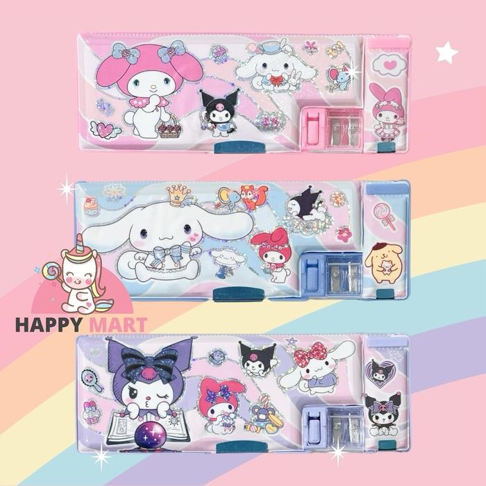 

Ready JT Kotak pensil MAGNET GLITTER HOLO motif kuromi / cinnamoroll / melody
