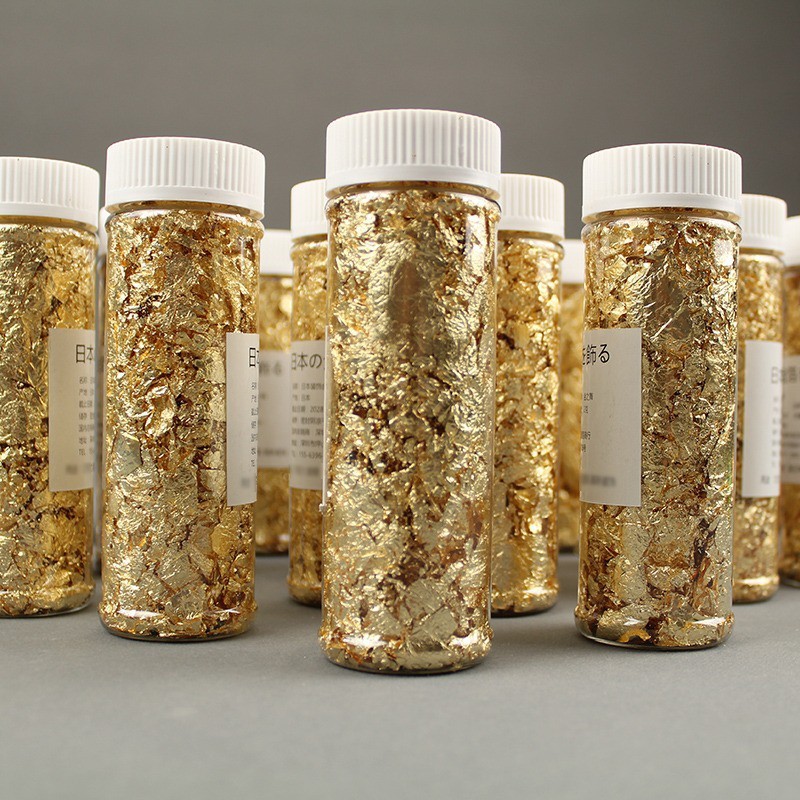 

JUMBO EDIBLE GOLD SHEET LEAF PAPER DALAM BOTOL ISI BANYAK FOOD EMAS IMPORT DAUN KERTAS TOPPER KUE