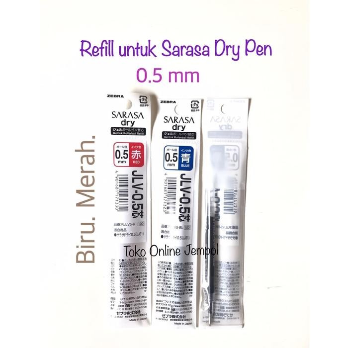 

Ready JT refill SARASA DRY PEN JLV 0.5mm isi ulang zebra pena RJLV5 ATK0816SR