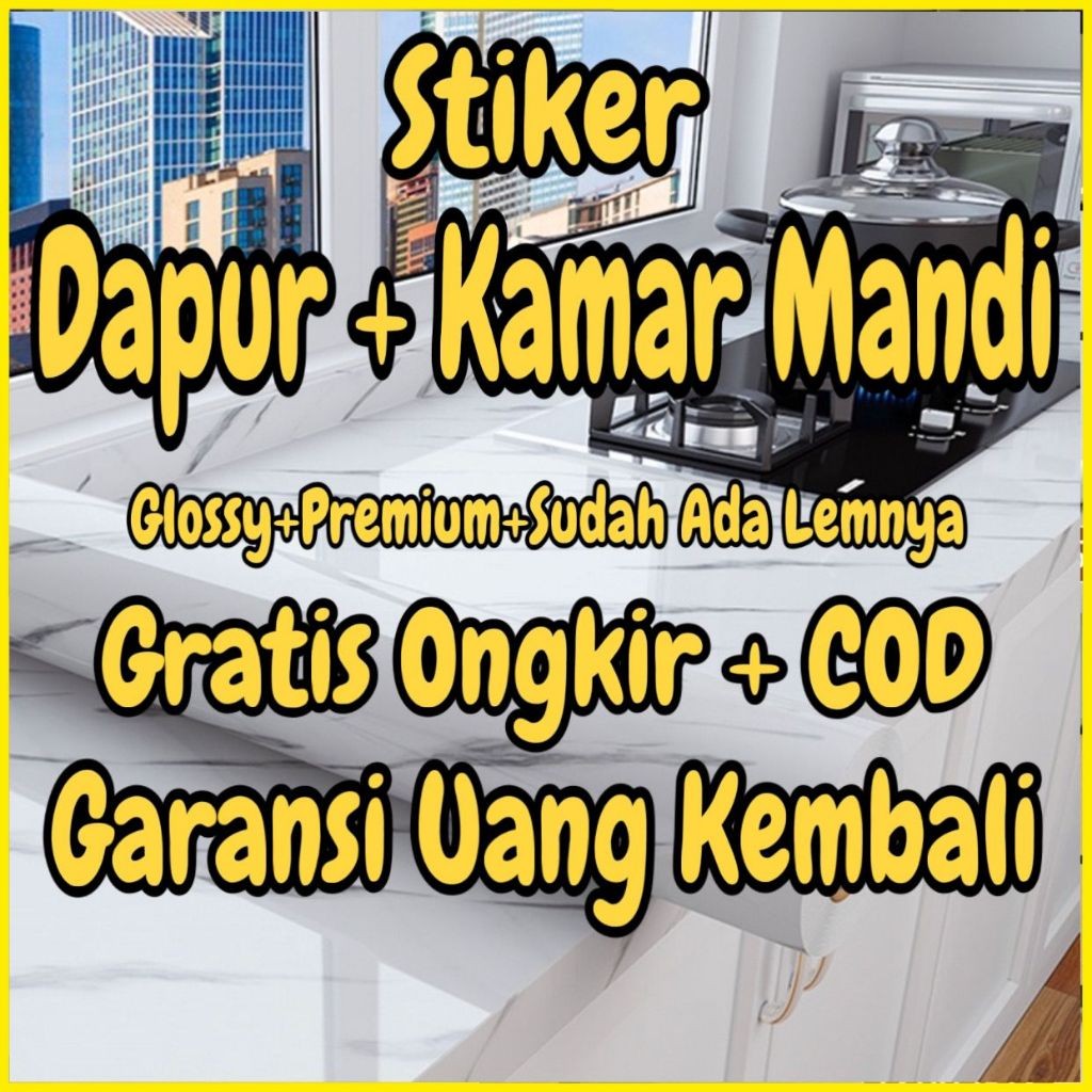 Stiker dapur anti minyak sticker dapur tahan suhu panas wall sticker dapur MOTIF MARMER HITAM PUTIH