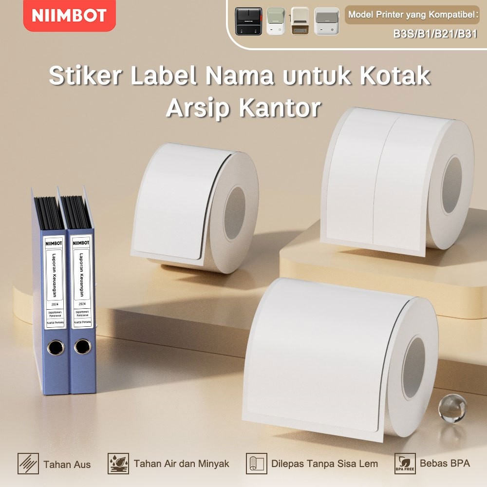 

LINDU NIIMBOT B21/B1/B3S Kertas Label Folder, Stiker Sisi Kotak Arsip Aset Tetap, Stiker Segel