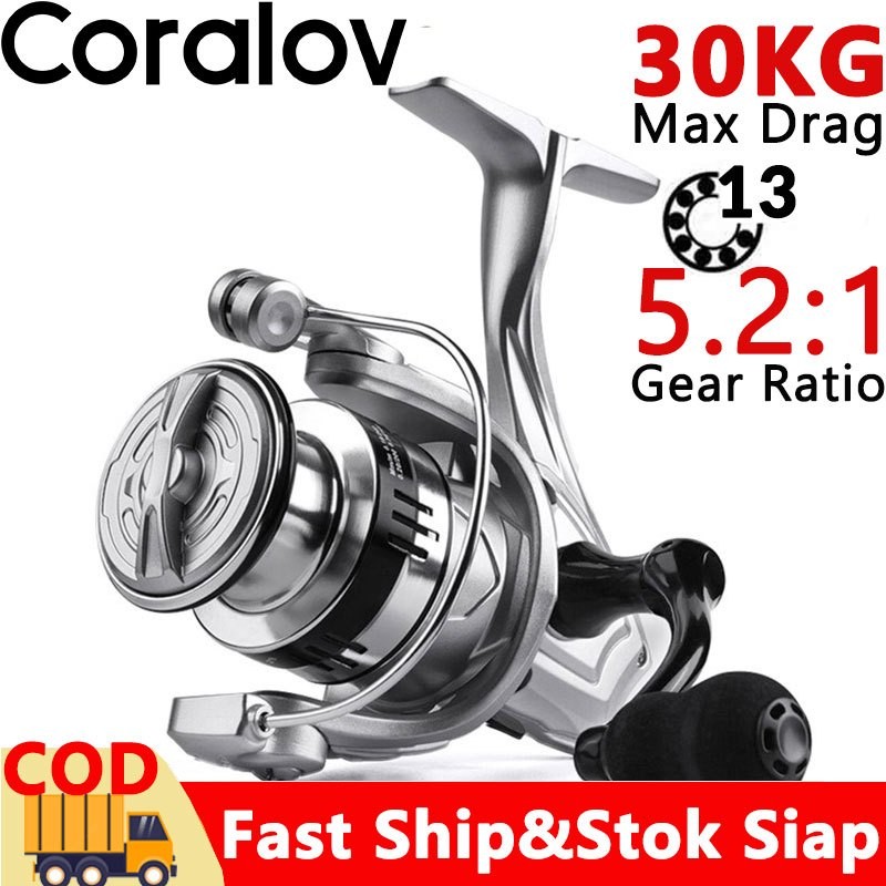 Gboiishop - CODCoralov Reel Pancing Power Handle Reel Pancing Laut Tarikan Pancing Metal Max Drag