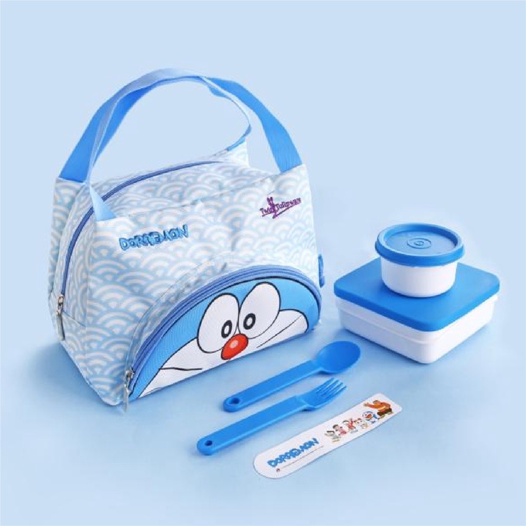 Twin Tulipware Travel Bento Set Doraemon Kotak Bekal