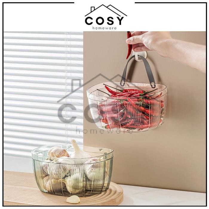 

Terlaris Cosy Keranjang Gantung Dapur Transparan Bawang Kunyit Sayuran Buah / Keranjang Tempat Bumbu