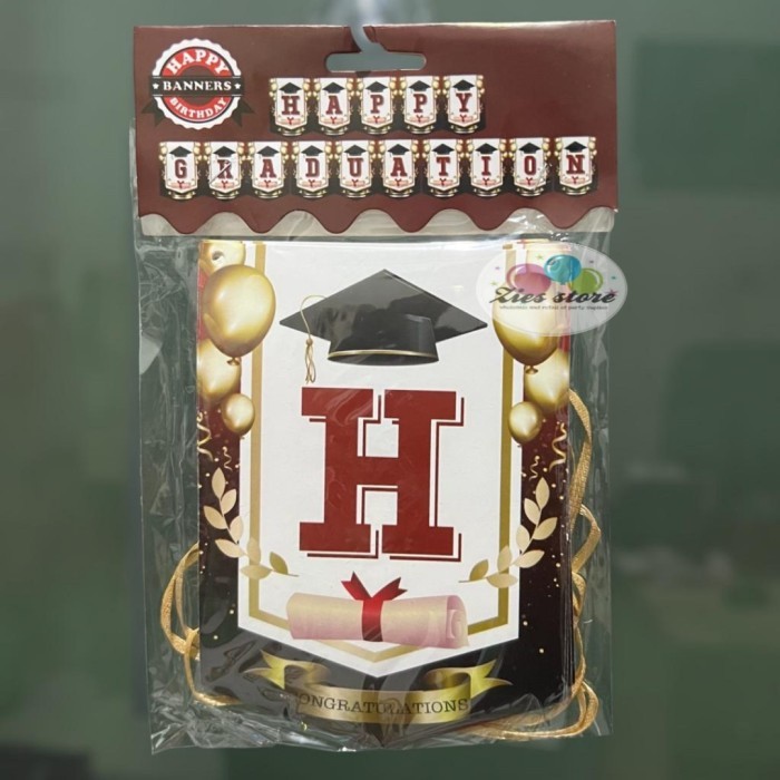 Fresh Finds Banner Happy Graduation / Bunting Flag Wisuda Motif Toga