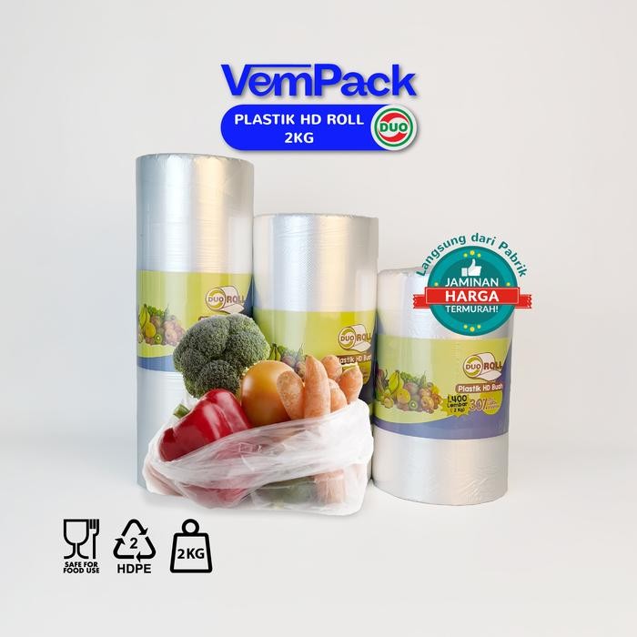 Plastik HD Roll / HD Buah Kemasan 2 Kg Plastik Buah Supermarket / Plastik Fotokopi / HD DUO Roll