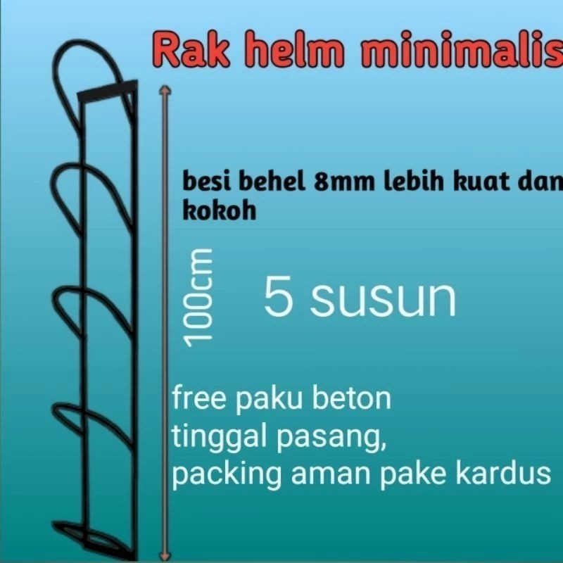 Classic Discount Rak Helm Gantung 5 Susun Besi / Rak Helm Dinding 5 Susun