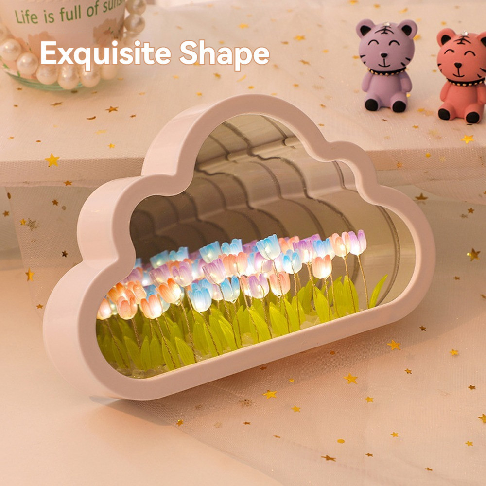 Classic Discount Cermin Awan Cahaya Malam Darah Kreatif Yang Dibuat Oleh Tangan Cermin Tulip Dii