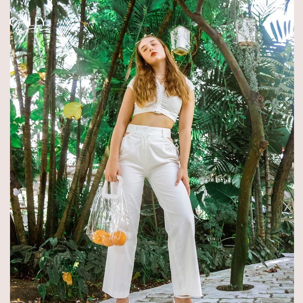 Pola Mewah Cally.Inc Long Pants Wanita Korean Style Celana Panjang Highwaist Pantai Outfit Wanita