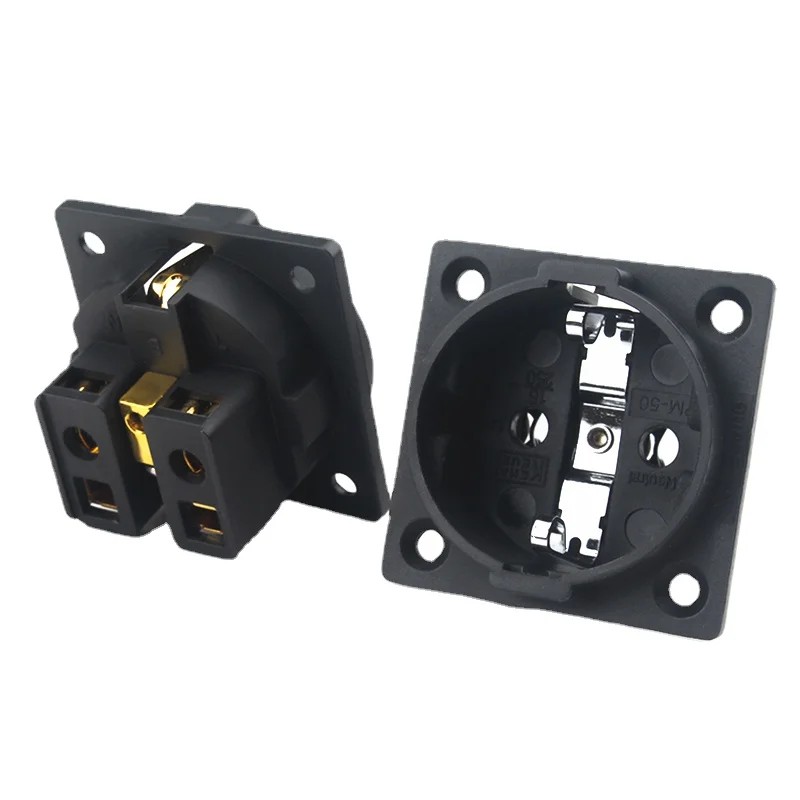 

2Pcs EU Plug Socket Female Power Filter Sockets 16A 250V Rhodium & Gold Plated HiFi Audio Adapter