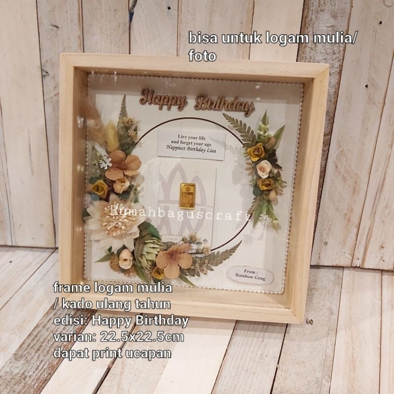 frame logam mulia / kado Edisi Happy Birthday