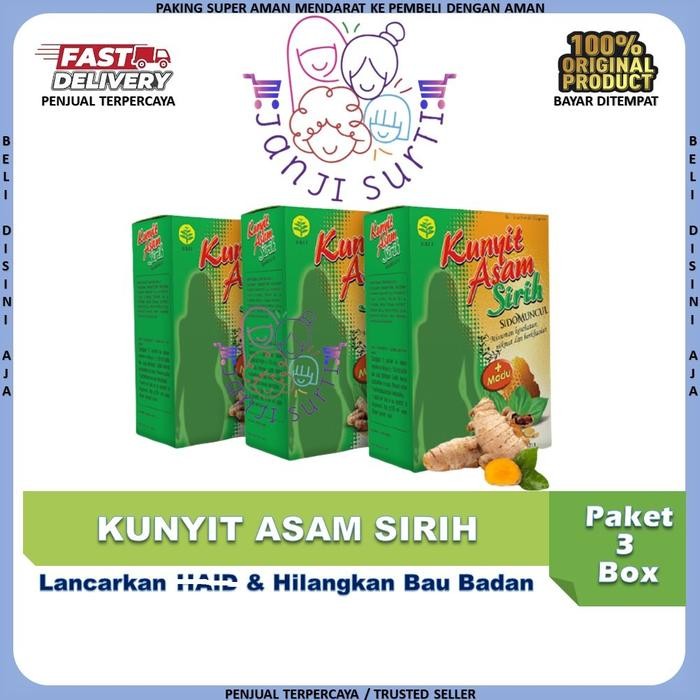 

Terlaris [Paket 3 Box] Kunyit Asam Sirih Plus Madu Sidomuncul \ Bisa Cod