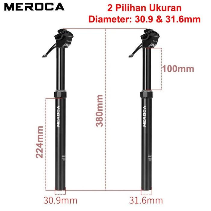SALE MEROCA DROPPER SEATPOST HIDROLIK SEPEDA MODEL TUAS MANUAL TRAVEL 100MM