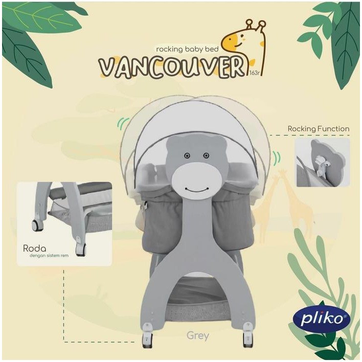 Box Bayi Pliko Vancouver Rocking Baby Bed Music Light Ayunan Bassinet