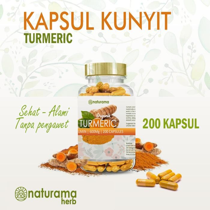 

Terlaris Kapsul Kunyit Turmeric Isi 200 Kapsul Murni Organik Tanpa Campuran