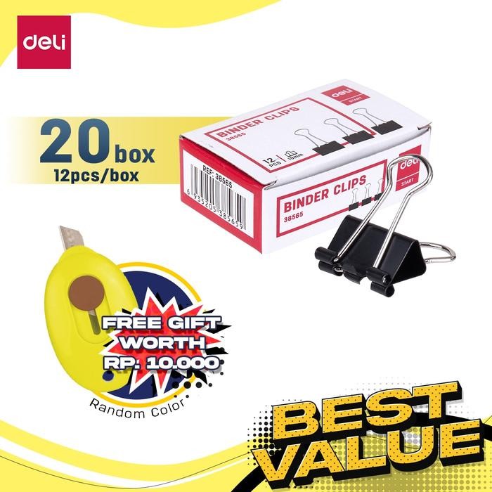 

Deli Paket ATK Ekonomis 20 pak Paper Clip 19 mm Hitam Isi 12pcs E38565