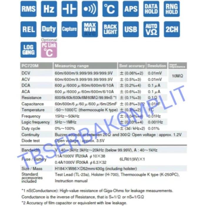 SANWA PC720M DIGITAL MULTI METER TESTER AVO PC LINK PC 720 M ORI ASLI KUALITAS TERBAIK