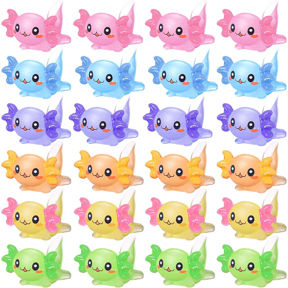 24Pcs Mini Axolotl Resin Charms Figurine Axolotl Ornament Tiny Animal Figures For Diy Garden