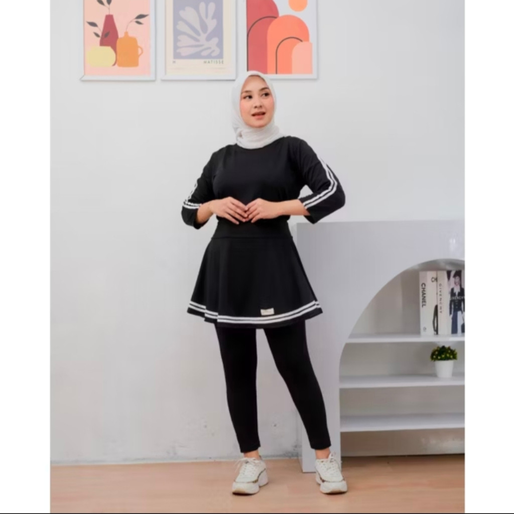 Pakaian Setln Sport Remaja Kekinian Baju Senam Sporty Bestseller Setcell Muslim Aerobic Setcel Panja