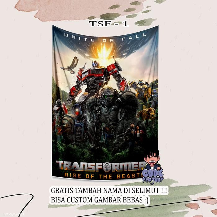 SELIMUT KARAKTER TRANSFORMERS - selimut gambar robot - selimut anak dan dewasa - blanket karakter