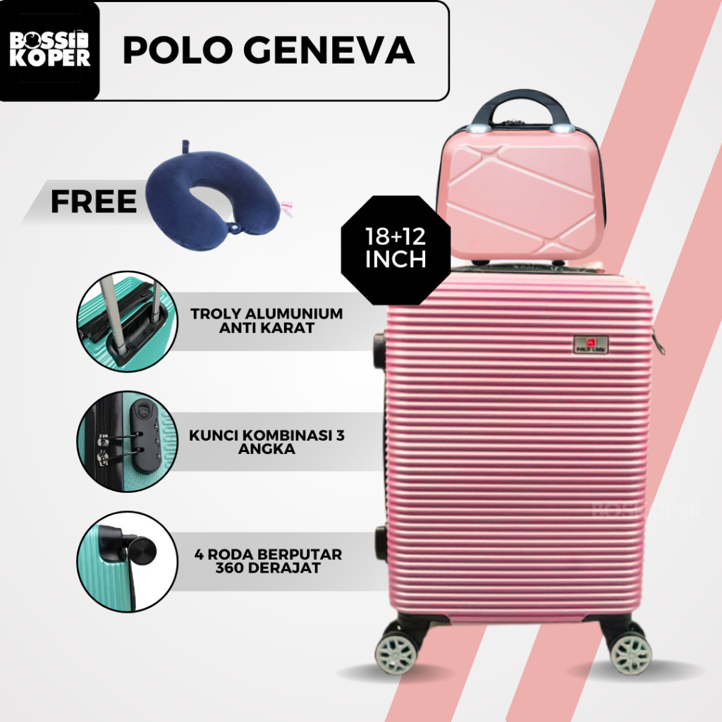 Koper 18 inch Polo ZL003 ukuran kabin/koper fiber hardcase/koper murah/koper cabin/koper premium