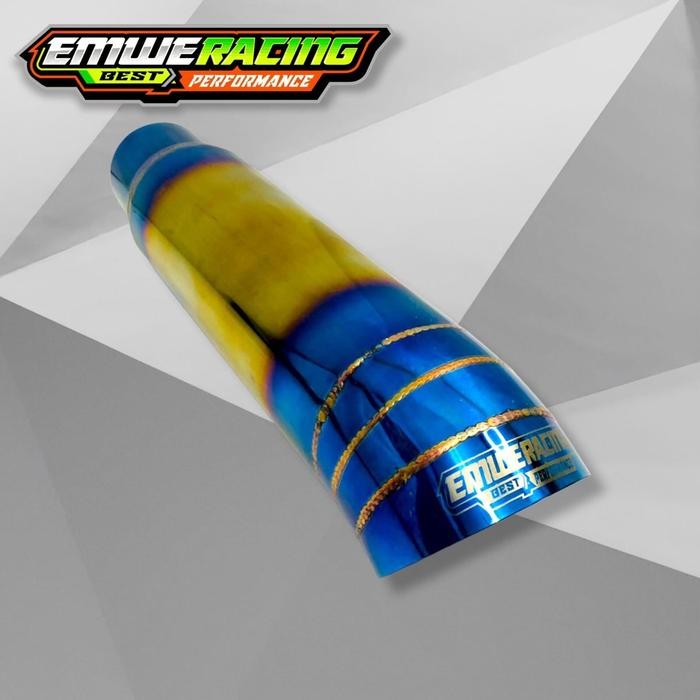 Knalpot Mobil Emwe Racing Tailpipe Biru Full Stenlis Ngebas Adem Bulet Empuk Gahar Bass Inlet 2.5Inc